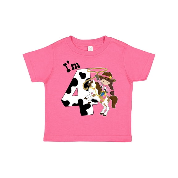 Inktastic I'm Four-cowgirl Riding Horse Birthday Girls Toddler T-Shirt