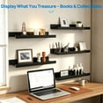 thumbnail image 6 of Sindcom 16inch Floating Shelves for Wall, Wall Shelves for Decor Storage, Wall Mounted Wood Shelves for Bedroom, Living Room, Bathroom, Kitchen, Picture Ledge Shelves, 5 Pack, Black, 6 of 8