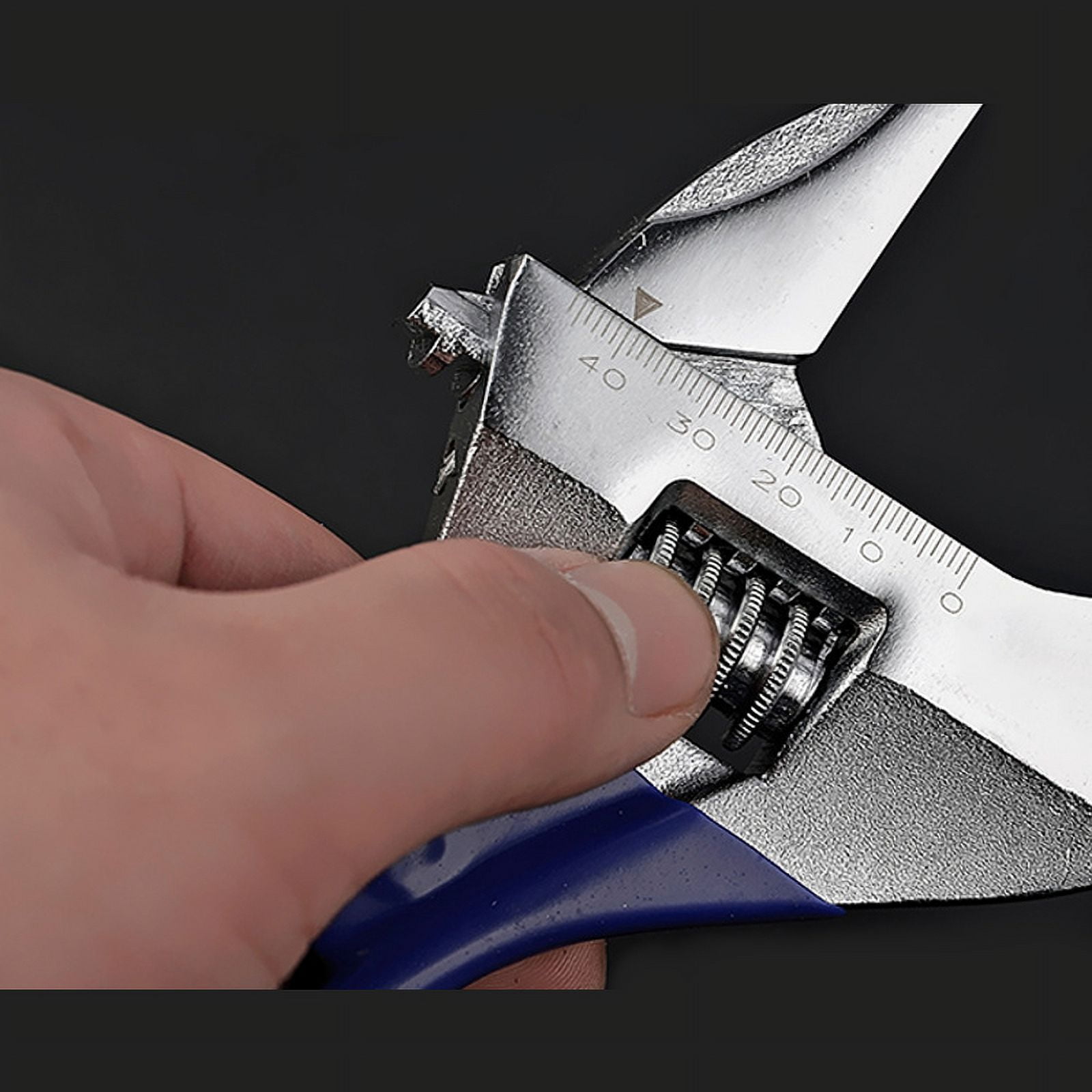 SEIWEI Adjustable Wrench 12" (300mm) Jaw Width 44mm Chrome Vanadium Steel Spanner for Plumbing Automotive Maintenance Repair Blue