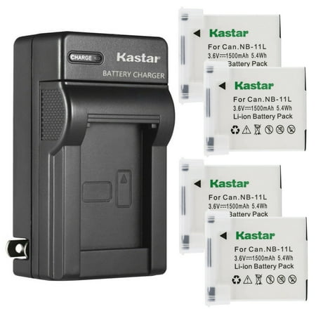 Kastar 4-Pack Battery and AC Wall Charger Compatible with Canon PowerShot A2600 A2600 IS  PowerShot A3400 A3400 IS  PowerShot A3500 A3500 IS  PowerShot A4000 A4000 IS  PowerShot A4050 A4050 IS Cameras