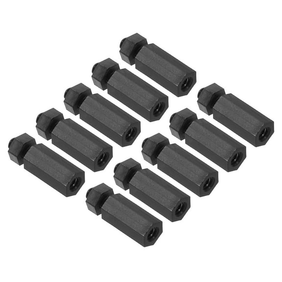Uxcell M2.5 Nylon Hex Standoff Screws Nuts, 1Set/100Pack PCB Male Female Threaded Kit for Motherboards(10mm 5mm, Black)
