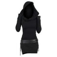 thumbnail image 2 of QLEICOM Long Sleeve Dress for Women,Fall Dresses,Women's Long Sleeve Hooded Dress with Contrast Panels and Eyelet Details for Oldschool Look Punk Gothic Style Dress Ideal for Parties and Night Out, 2 of 7