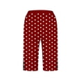 thumbnail image 2 of Cutuoiiu Women's Casual Polka Dot Capri Pants, Elastic Waist Loose Straight Leg Pants with Pockets, Side Slit Button Cotton Five Quarter Pants for Travel and Everyday Wear, 2 of 5