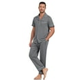 thumbnail image 6 of EA'S SECRET Men's Pajamas Set Short Sleeve Pjs Ultra-Soft 100% Cotton Pajamas for Men Button Down Lounge Wear with Roomy Pockets(Dark Gray,L), 6 of 8