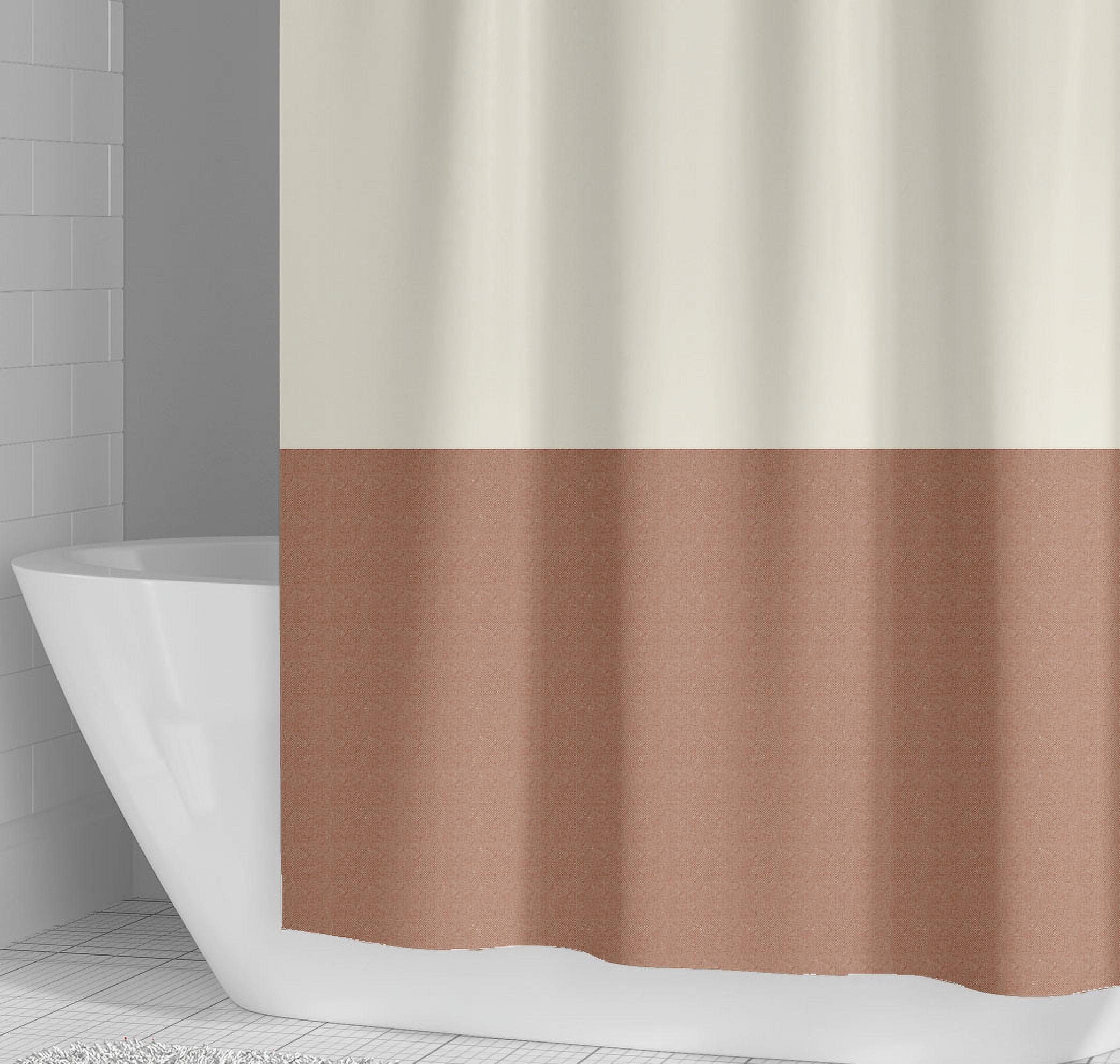 Mainstays Red and Ivory Colorblock Polyester Shower Curtain, 72 in x 70 in
