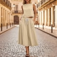 thumbnail image 2 of Women's 2 Piece Vacation Outfit Sleeveless Crop Top and Flowy Maxi Skirt Set, 2 of 8