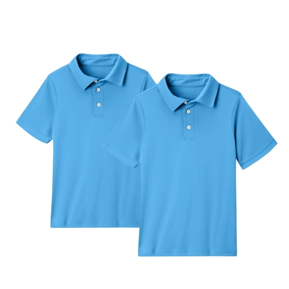 Grblisyd 2 Pack Boys' School Uniform Short Sleeve Polo Shirt Button Closure Moisture Wicking Performance Material Back to School Clothes