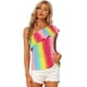 thumbnail image 1 of Blusa de Verano con Ribete de Volantes y Un Hombro Allegra K Arcoiris Rosa M, 1 of 4