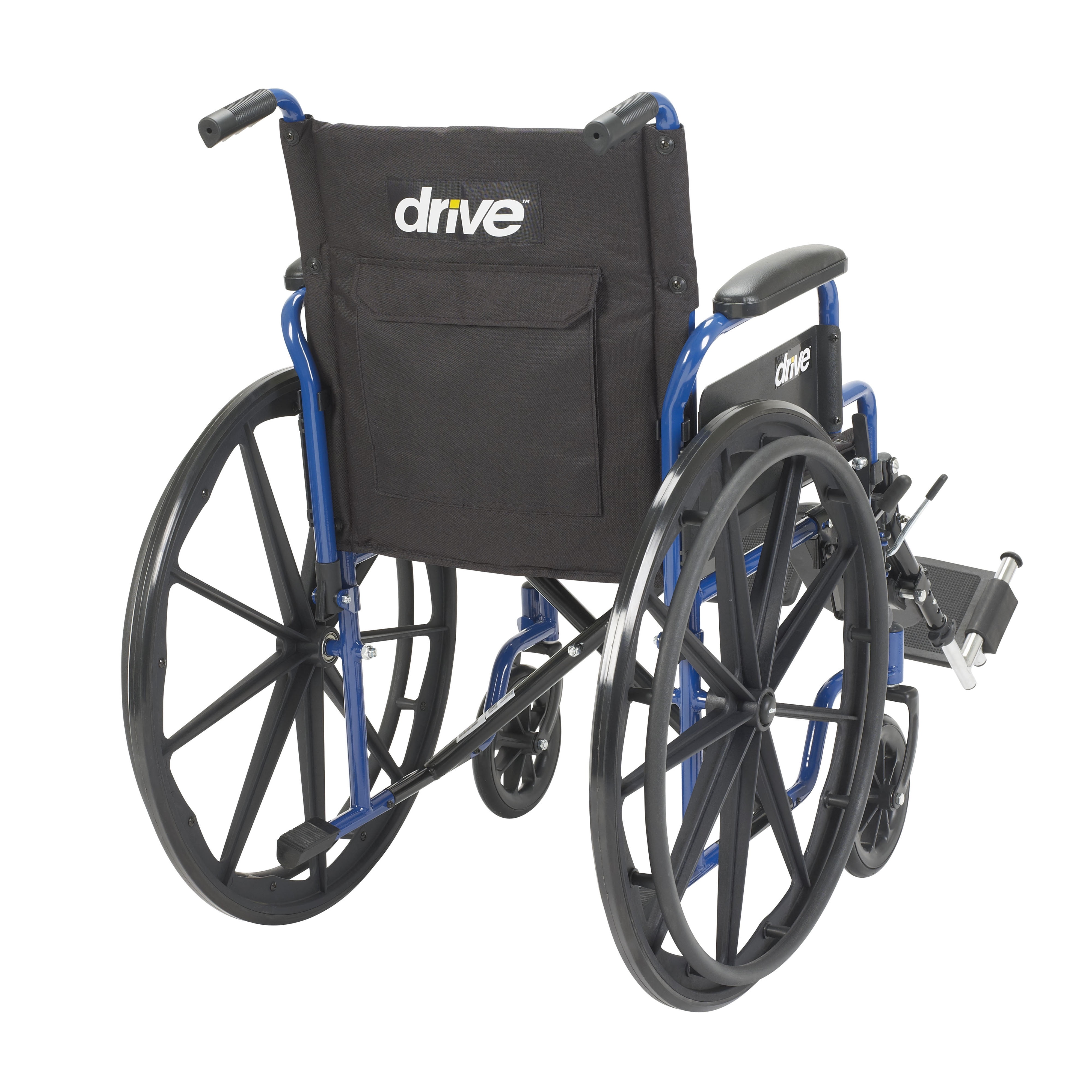 Drive Medical Blue Streak Wheelchair with Flip Back Desk Arms and Elevating Leg Rests, 20" Seat, Steel Frame