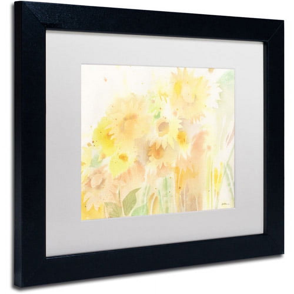 Trademark Fine Art "Amid Sunflowers" Canvas Art by Sheila Golden, White Matte, Black Frame
