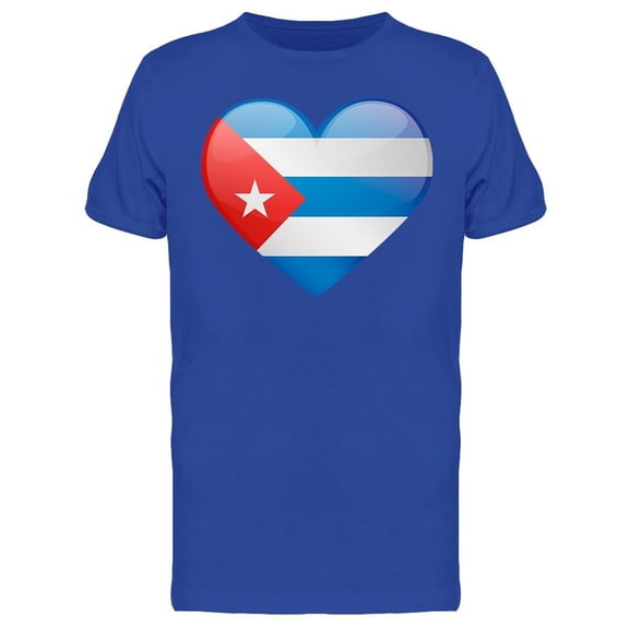 Cuba Flag Heart Shape T-Shirt Men -Image by Shutterstock, Male Small