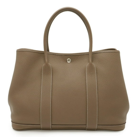 Pre-Owned HERMES Garden PM Tote Bag, Handbag, Negonda Leather, Etoupe, Greige, A Stamp (Good)