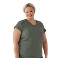 thumbnail image 3 of ave. Monroe Women's Two Pocket V-Neck Tunic Scrub Top in Olive, XXL, 3 of 6