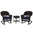 thumbnail image 1 of Jeco 3pc Wicker Rocker Chair Set in Espresso with Blue Cushion, 1 of 10