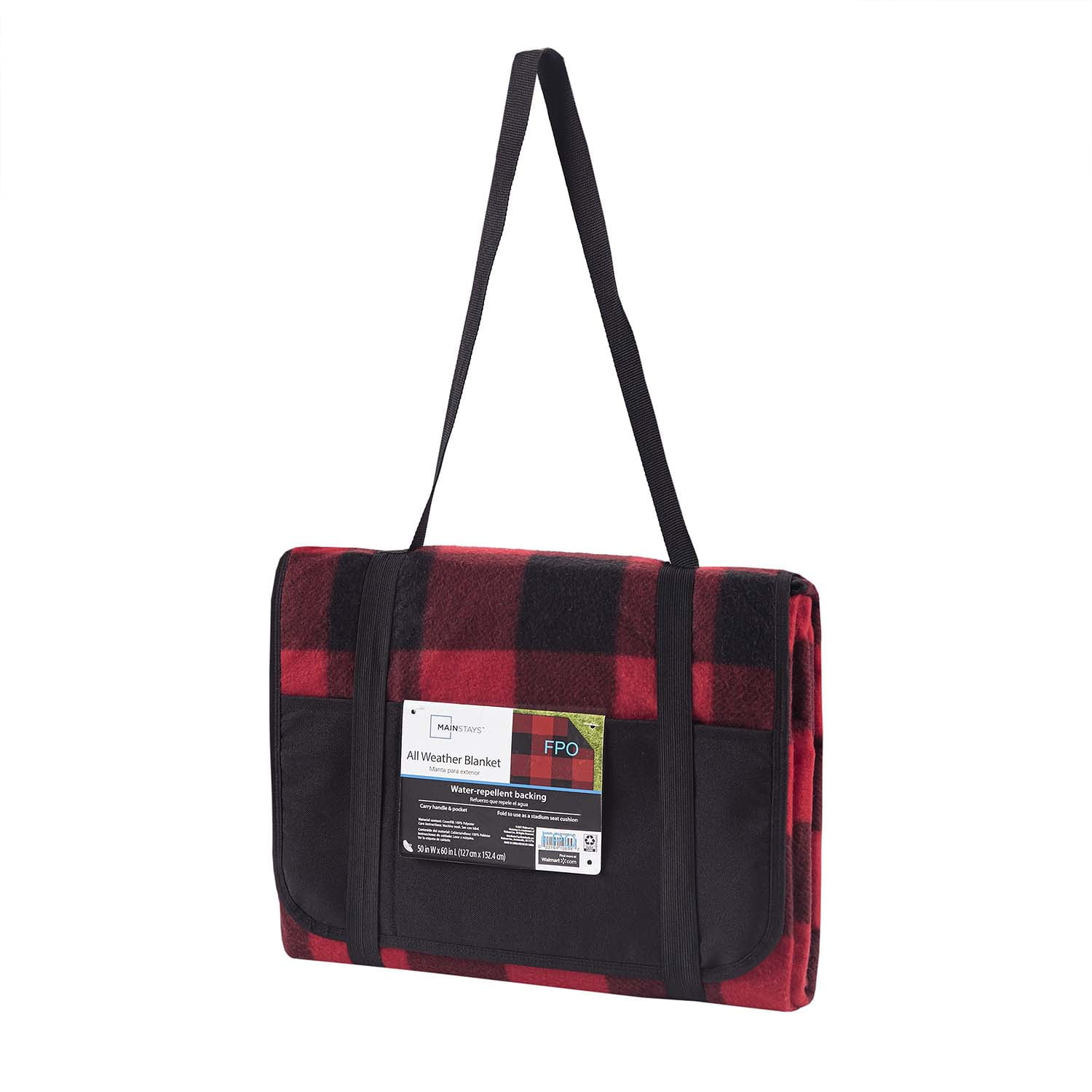 Mainstays All Weather Reversable Blanket Red Buffalo to Black 50"x 60