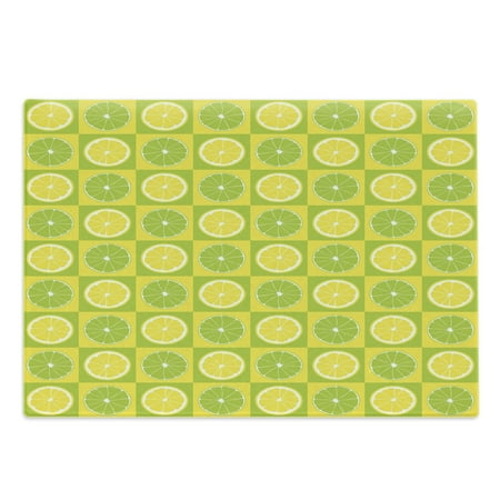 

Lime Green Cutting Board Lemon and Lime in Pop Art Inspired Pastel Toned Squares Graphic Decorative Tempered Glass Cutting and Serving Board Large Size Yellow Lime Green by Ambesonne