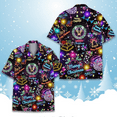 thumbnail image 4 of Neon Christmas Hawaiian Shirt, Colorful Santa Claus Merry Xmas Lights Shirt, Funny Holiday Outfit, 4 of 6