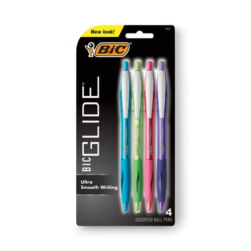 New BIC Atlantis Retractable Ballpoint Pen, 1mm, Assorted Ink/Barrel, 4/Pack,Each