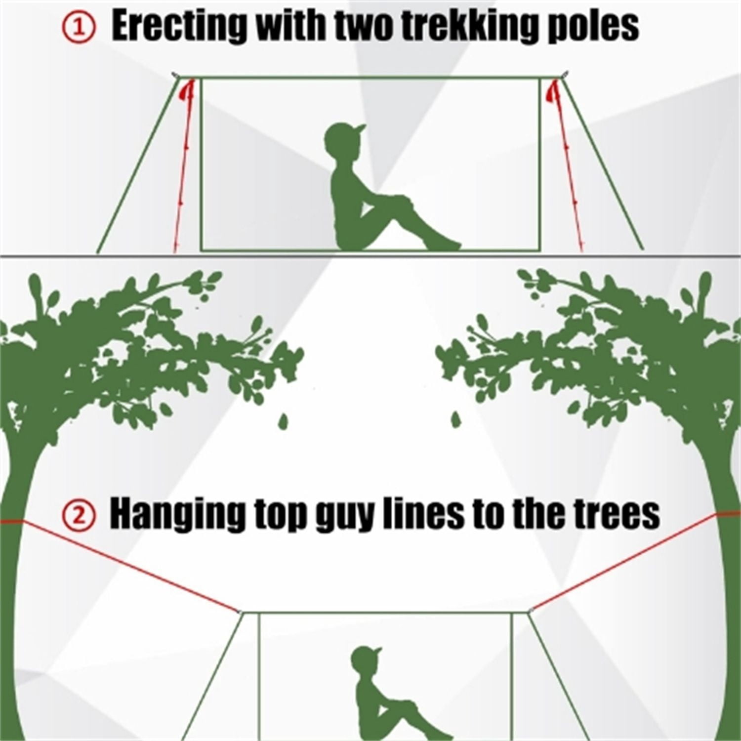 2-Person Trekking Pole Tent for Backpacking - Ultralight A-Frame Backpacking Tent