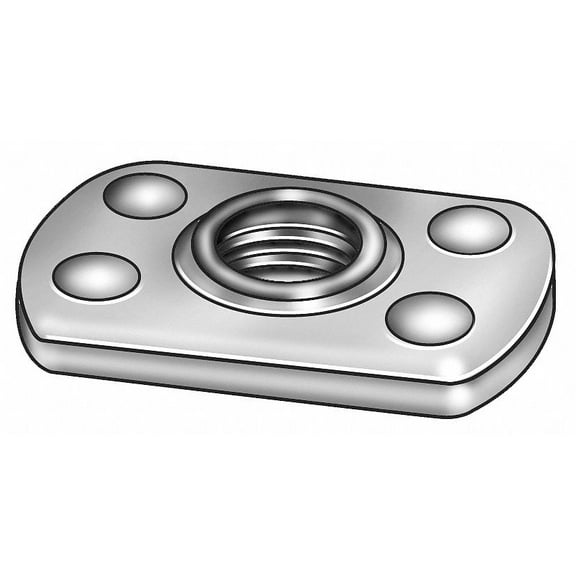 1/4"-20 Tab Base Weld Nut with Projections, Steel, PK50