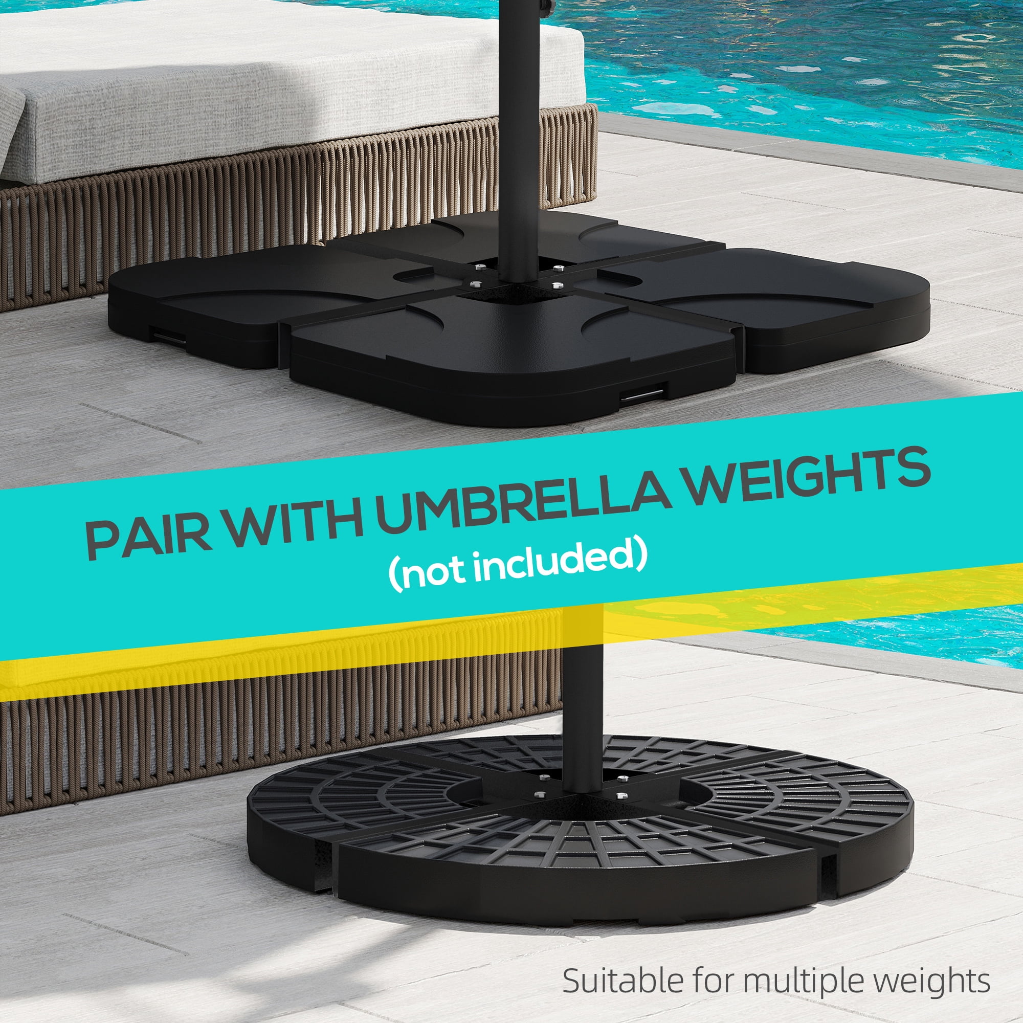 Outsunny Outdoor Universal Cross Brace Stand, Cross Umbrella Base, Black