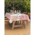 thumbnail image 3 of Outdoor Table Cloth with Umbrella Hole and Zipper,Red Sage Green Coastal Waterproof Rectangle Tablecloth 54"x80",Summer Beach Coral Shell Starfish Washable Table Cover for Outside Party Patio Picnic, 3 of 8