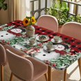 thumbnail image 3 of Christmas Table Cloths for 3 Foot Rectangle Tables, Snowman Snowflake Trees Watercolor Birds Red Plaid Patio Waterproof Elastic Fitted Tablecloths, Washable Rectangular Table Cover for Camping, 3 of 8