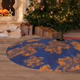 thumbnail image 6 of Lsque Golden Maple on Navy Blue Print Christmas Tree Skirt, Tree Skirt with Ties or Velcro, Perfect for Holiday Decorations, Halloween, and New Year-36", 6 of 7