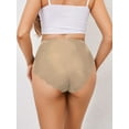 thumbnail image 6 of Women No Show High Waisted Panties Tagless Wave Edge Full Coverage Ladies Briefs Khaki M, 6 of 8