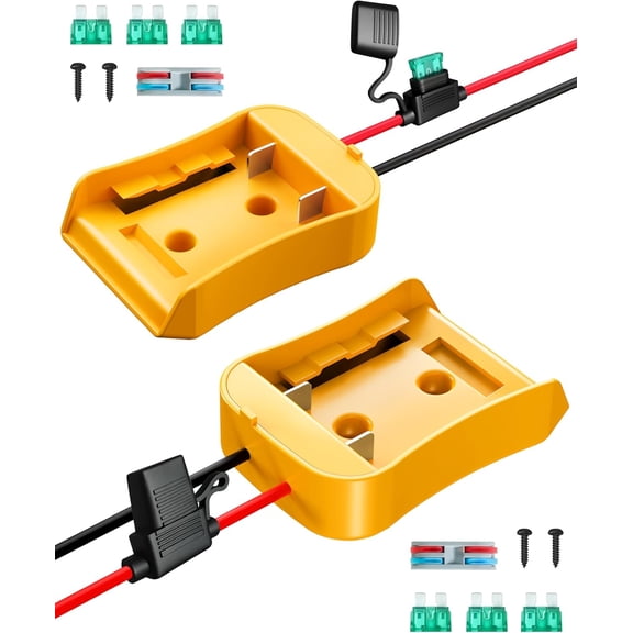 2 Pack 20V Adapter for Dewalt Battery Adapter Compatible with Power Wheels Battery Conversion Upgrade Kit for DIY Rc Car Toys, Robotics and Rc Truck with 30A Fuses Wire Terminals 12AWG Wire