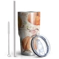 thumbnail image 2 of 30oz Fall Pumpkins and Birds Pattern Tumblers Stainless Steel Tumbler with Lid and Straw,Vacuum Insulated Double Wall Travel Tumbler Cups Mug with Cleaning Brush for Coffee,Tea, 2 of 7