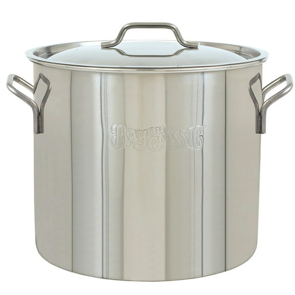 Bayou Classic 20 Qt Economy Stainless Steel Kettle Stock Pot with Domed Lid