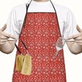 thumbnail image 2 of Red Christmas Snowflake Pattern Apron-Garden Aprons for Women with Pockets-Cotton Linen Waterproof Kitchen Cooking Gardening Aprons Adjustable for Kitchen,Cooking,BBQ and Salon 33"x27", 2 of 7