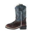 thumbnail image 2 of Old West Western Boots Boys Contrast Leather TPR Outsole Blue BSI1914, 2 of 5