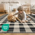 thumbnail image 4 of ODIKA 6'x9' Washable Area Rug Easy Care, Non-Shedding, Primitive Vintage Checker Motif Frame Concentric Ring Folk Border for Queen Size Bedroom Under Bed Master Suite, 4 of 7