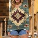 thumbnail image 5 of TaTaai Retro Western Top Soft Comfortable Women's Fashion Casual Round Neck Long Sleeve Button Accent Printed Loose Spring Daily Blouse Gift, 5 of 5