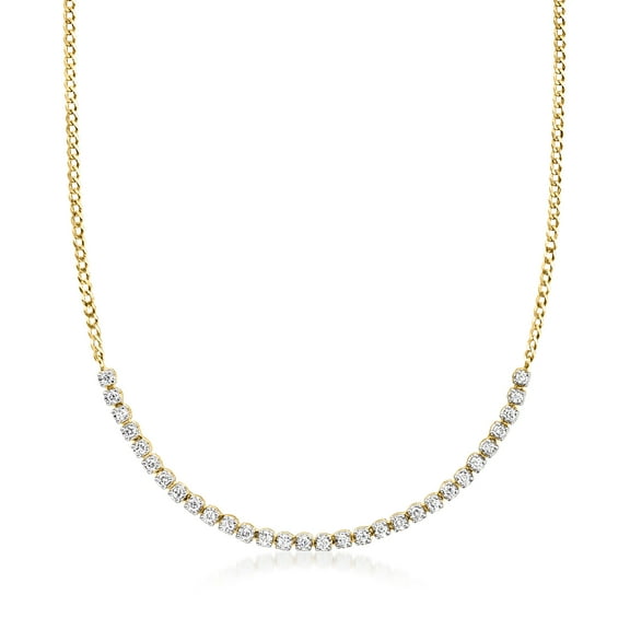 Pure Collection by Ross-Simons 1.00 ct. t.w. Diamond Tennis-Style Necklace in 14kt Yellow Gold, Women's, Adult