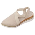 thumbnail image 6 of Dakaela Womens Wedges Sandals Closed Pointy Toe Platform Slip on Espadrille Elastic Criss Crooss Straps Slingback Summer Dressy Clogs Shoes Beige 6, 6 of 8