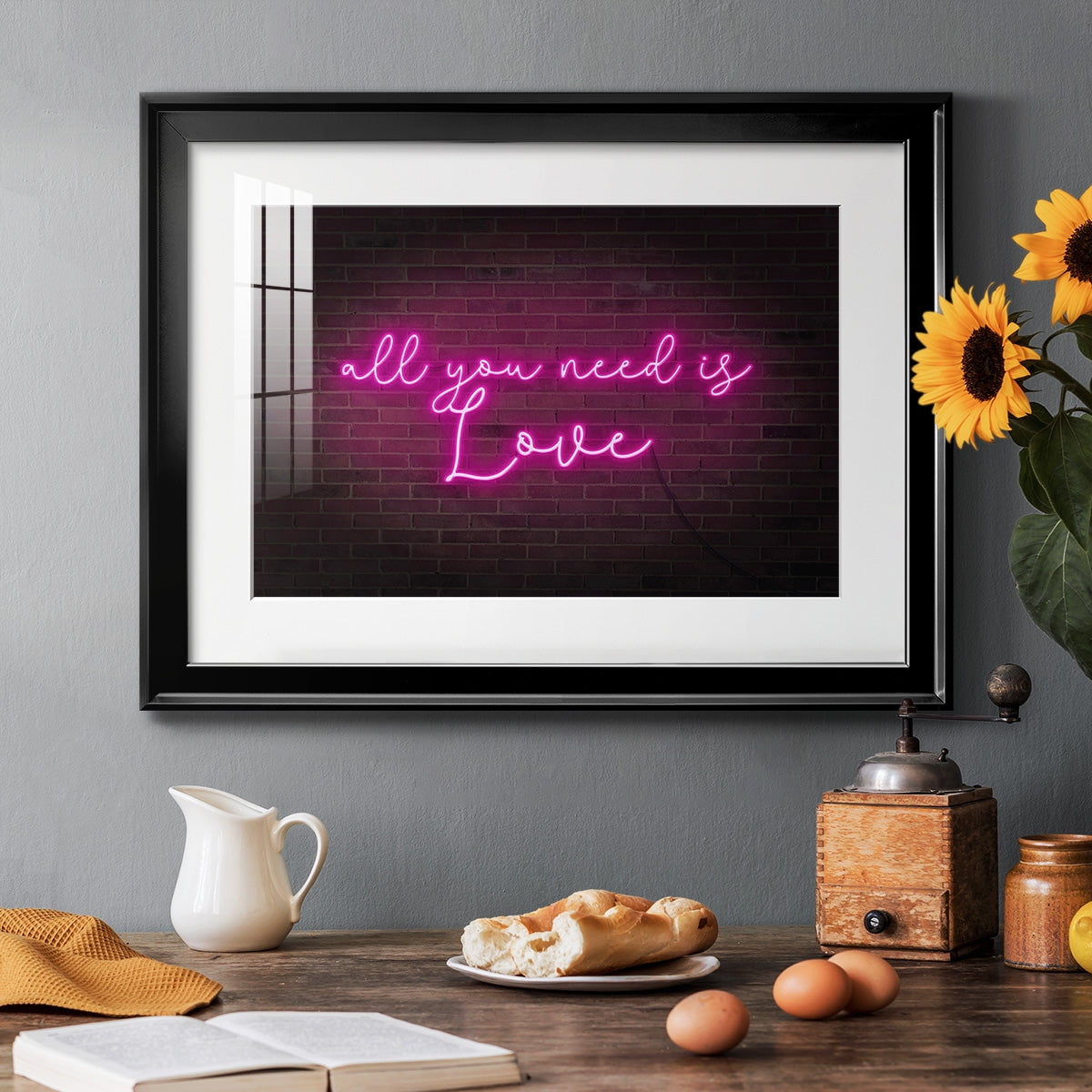 Neon Love I Premium Framed Print - Ready to Hang