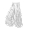 thumbnail image 2 of Women's Flared Mesh Midi Skirt, Embroidered Love Pattern Tulle Skirt, Romantic Layering Skirt for Date Night or Special Events, White - One Size, 2 of 6