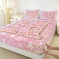 thumbnail image 3 of Feelyou Fashion Pink Letter Queen Sheet Sets for Teen, Cartoon Monogrammed H Flat Sheet, Kawaii Mermaid Princess Queen Fitted Sheet, Ultra Soft Bedroom Decor, 4-Piece, 3 of 7