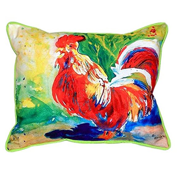 Betsy Drake ZP144 Red Rooster Indoor & Outdoor Throw Pillow- 20 x 24 in.