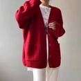 thumbnail image 3 of Suéter de cuello en V de un solo pecho de estilo coreano nuevo de primavera y otoño, chaqueta holgada de estilo Hong Kong de color puro que combina con todo, 3 of 5