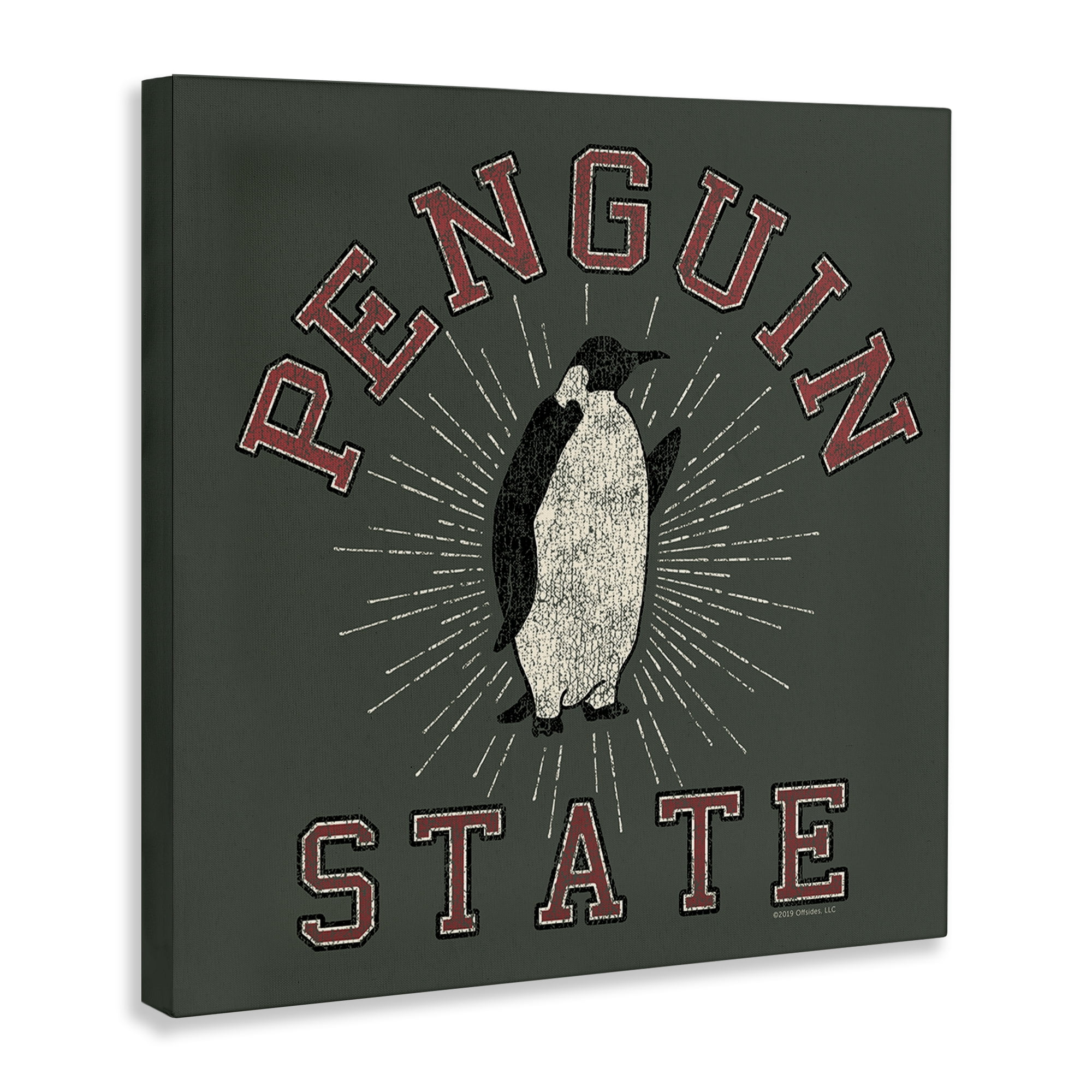 Stupell Industries Vintage Penguin State Animals Painting Wrapped Canvas Art Print Wall Art, 17 x 17