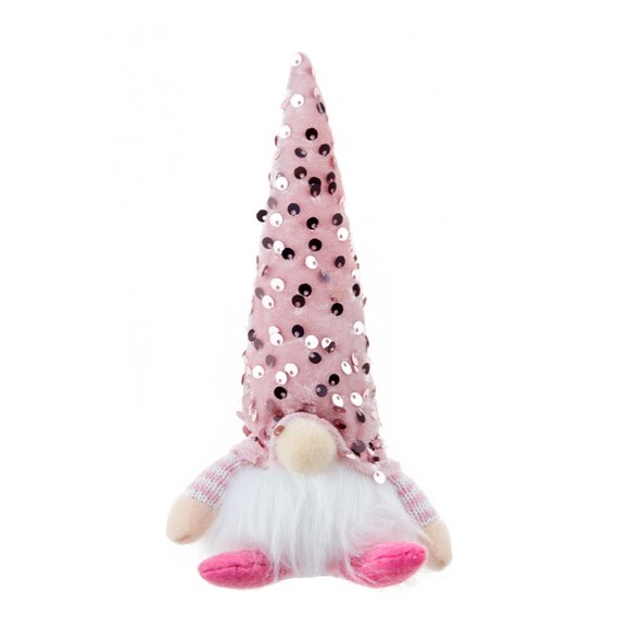 Pink Christmas Faceless Dolls Decorations With Sequin Hats Lighted Ornaments Kids Gifts 7.09X2.36 Inches Polyester Fiber Material 1Pc Net Weight 0.07Lb