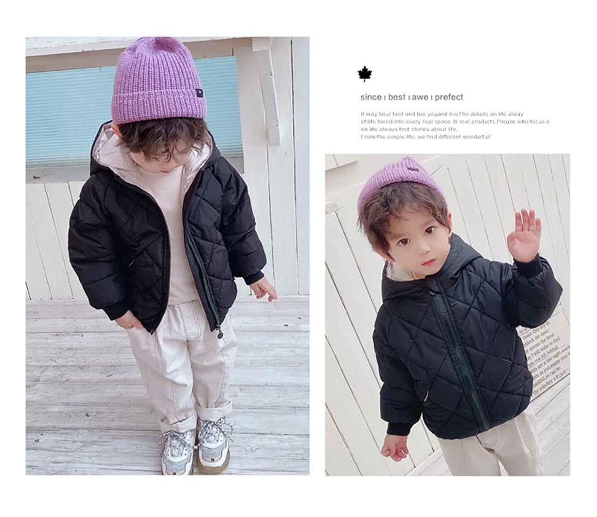 Toddler Boy/Girl Basic Solid Color Hooded Button Design Padded Coat