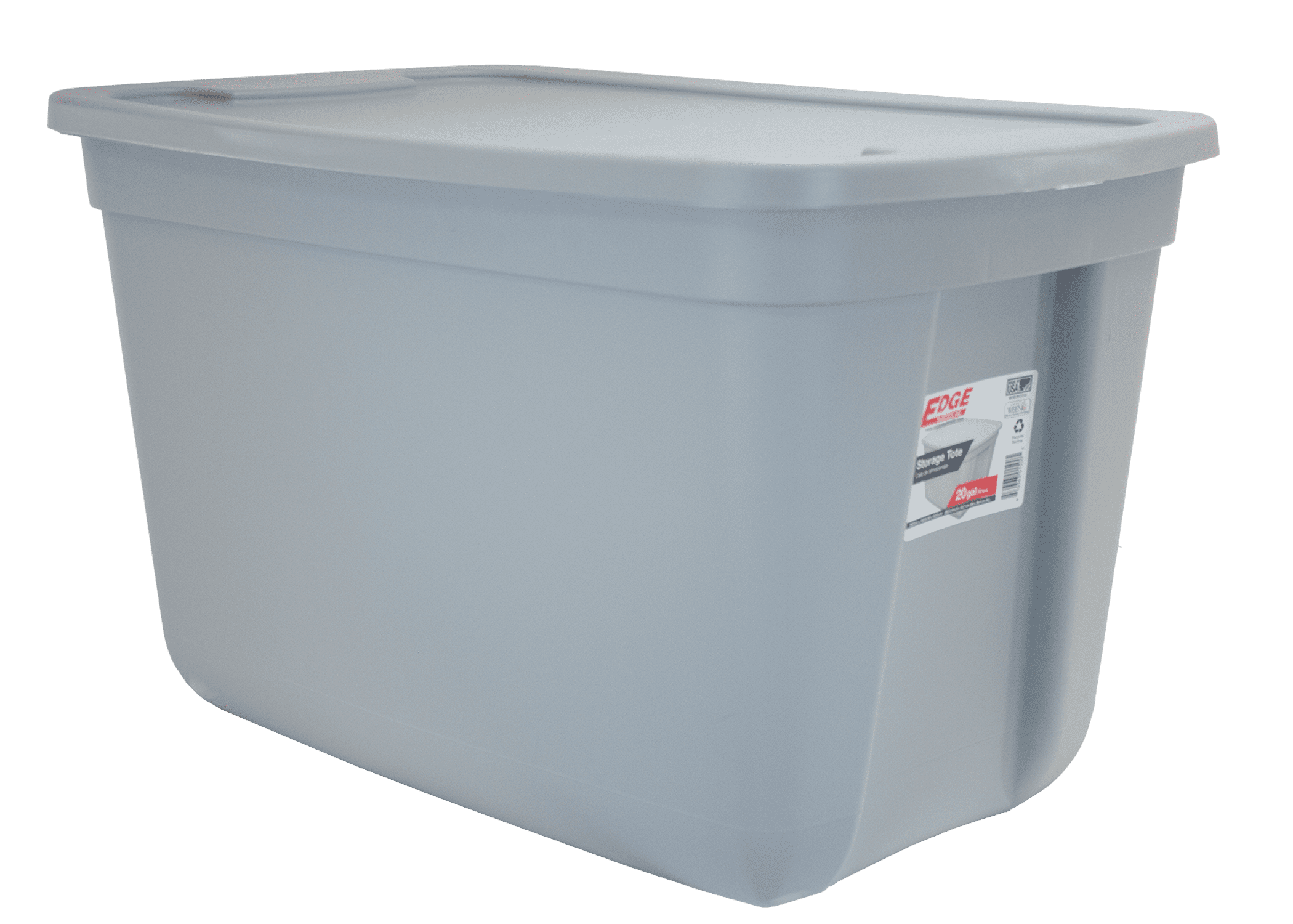 Edge Plastics 20 Gallon Storage Tote Gray Walmart