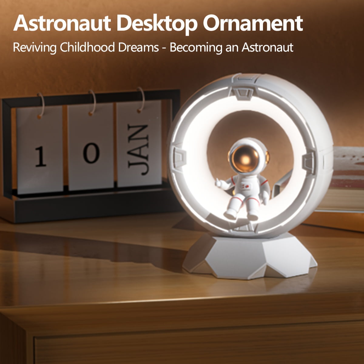 BRAVRAIN Astronaut Night Light - Adjustable Brightness, 3 Color Options, 1200mAh Rechargeable Battery, Touch/Clap Control, Space-Themed Desk Decor, Ideal for Bedroom & Birthday Gifts,