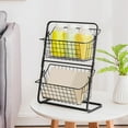 thumbnail image 2 of Miogawg 2-Tier Metal Market Basket, Sturdy Stacked Countertop Storage, Black Wire Frame Design, Fruit Basket, Bread Basket Vegetable Holder Storage Stand, 2 of 6