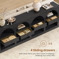 thumbnail image 5 of Extra Long Arched 78.7" Console Tables for Entryway, 3-Tier Sofa Table with 4 Drawers & Open Shelves, Narrow Long Accent Table for Living Room Hallway, Black, 5 of 9